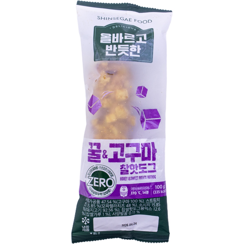 신세계푸드 올바르고 반듯한 꿀 고구마 찰핫도그 100g
