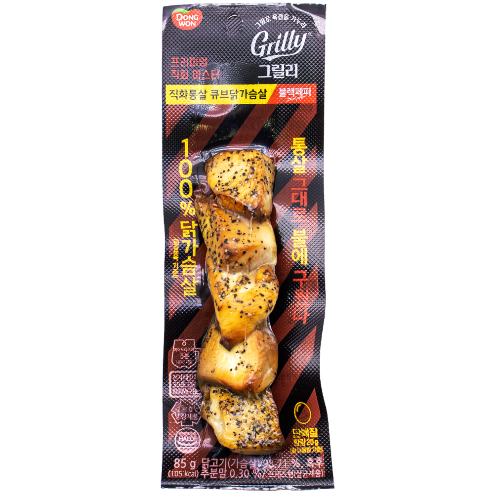동원 그릴리 직화 통살 큐브닭가슴살 블랙페퍼 85g