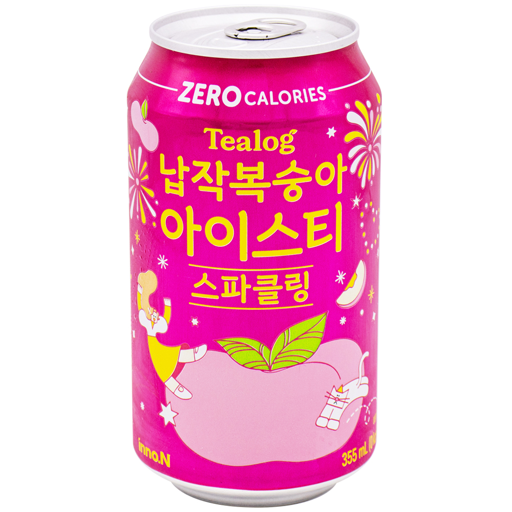 이노엔 티로그 스파클링 납작복숭아 아이스티 스파클링 제로 355mL