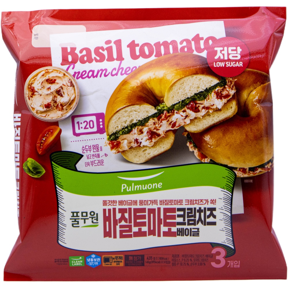 풀무원 바질토마토크림치즈 베이글 435g