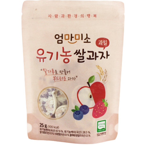 진터식품 엄마미소 유기농쌀과자 과일 25g