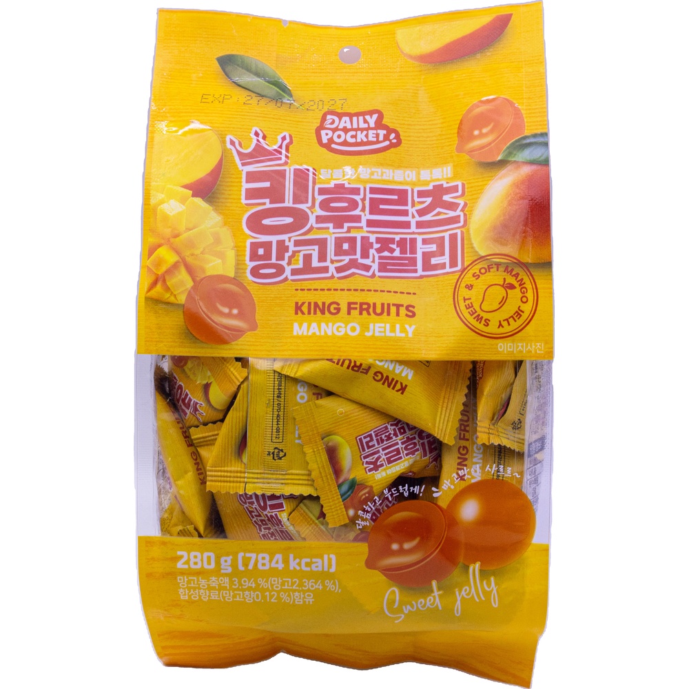 효성인터내셔널 데일리포켓 킹후르츠 망고맛 젤리 280g