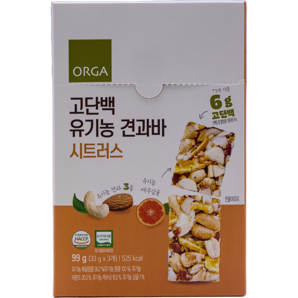 풀무원 올가 고단백 유기농 견과바 시트러스 33g