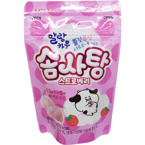 롯데 말랑카우 솜사탕 스트로베리 50g