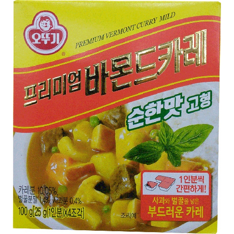 오뚜기 프리미엄 바몬드카레 고형 순한맛 100g