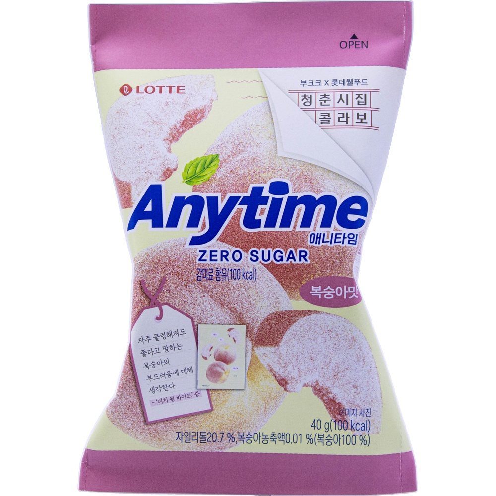롯데 애니타임 제로 슈가 복숭아맛 40g