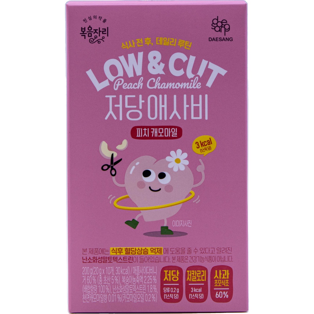 대상 복음자리 오루앤컷 저당 애사비 피치 캐모마일 20g