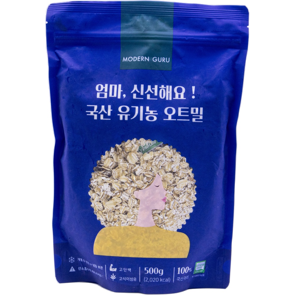 모던구루 엄마 신선해요 국산 유기농 오트밀 500g