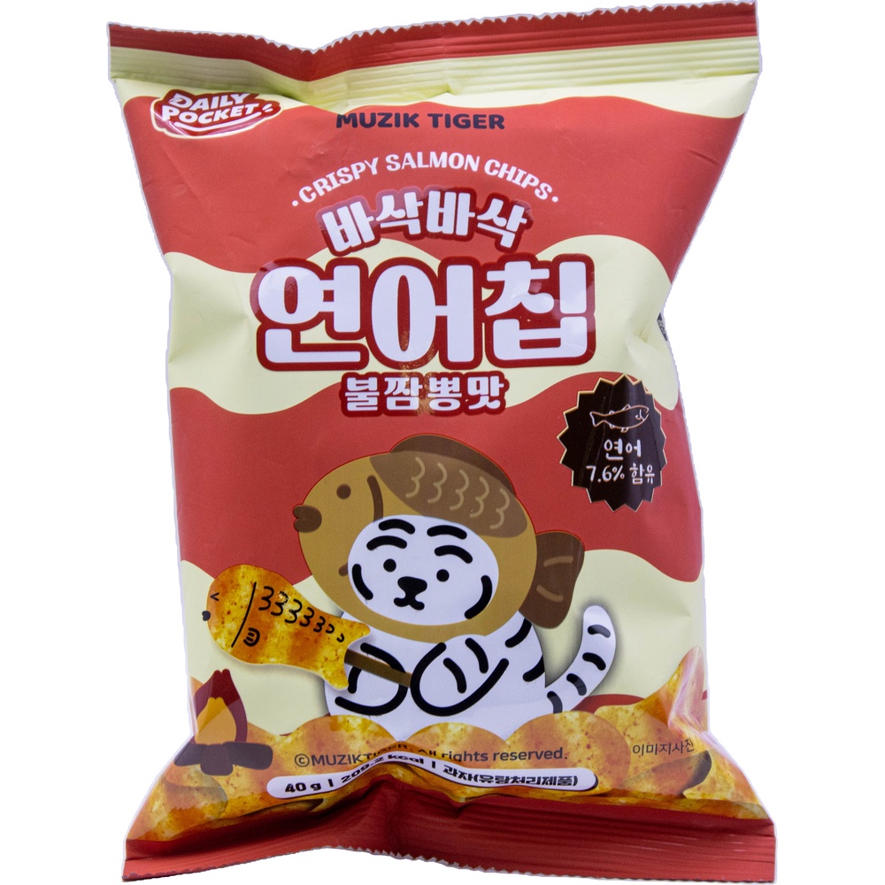 효성인터내셔날 무직타이거 바삭바삭 연어칩 불짬뽕맛 40g