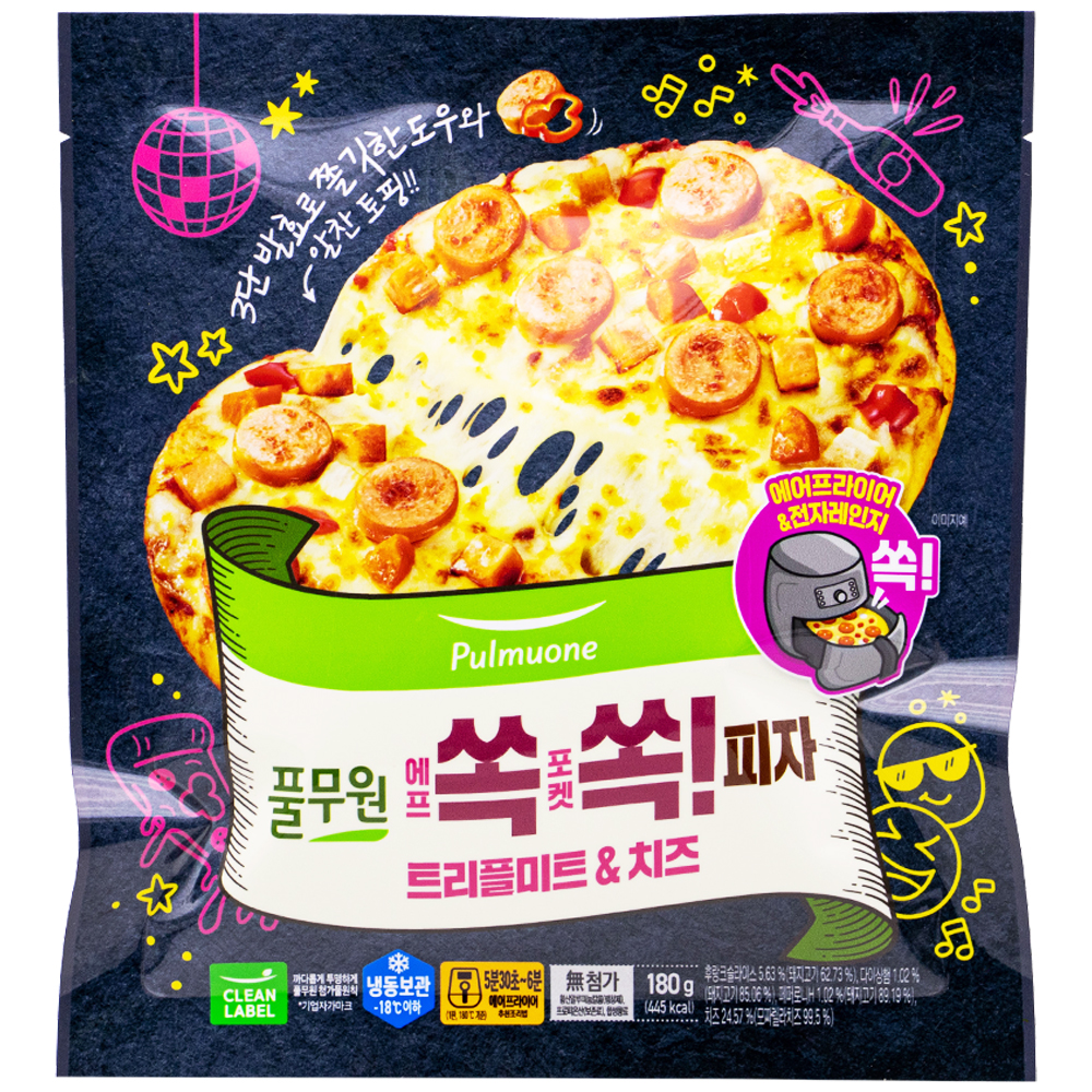 풀무원 에프쏙포켓쏙 피자 트리플미트&치즈 180g