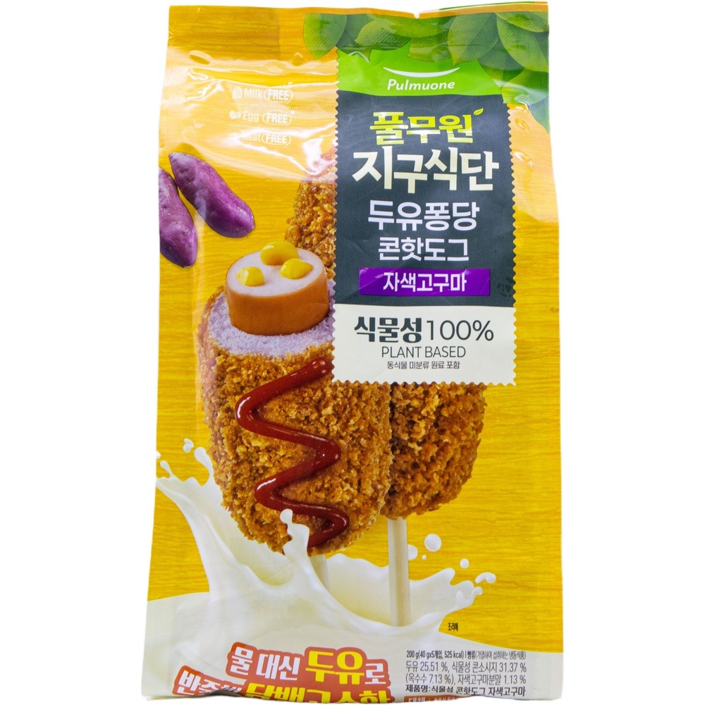 풀무원 지구식단 두유퐁당 콘핫도그 자색고구마 40g