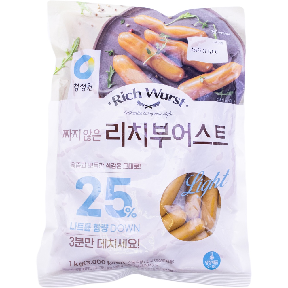 대상 청정원 짜지 않은 리치부어스트 1kg