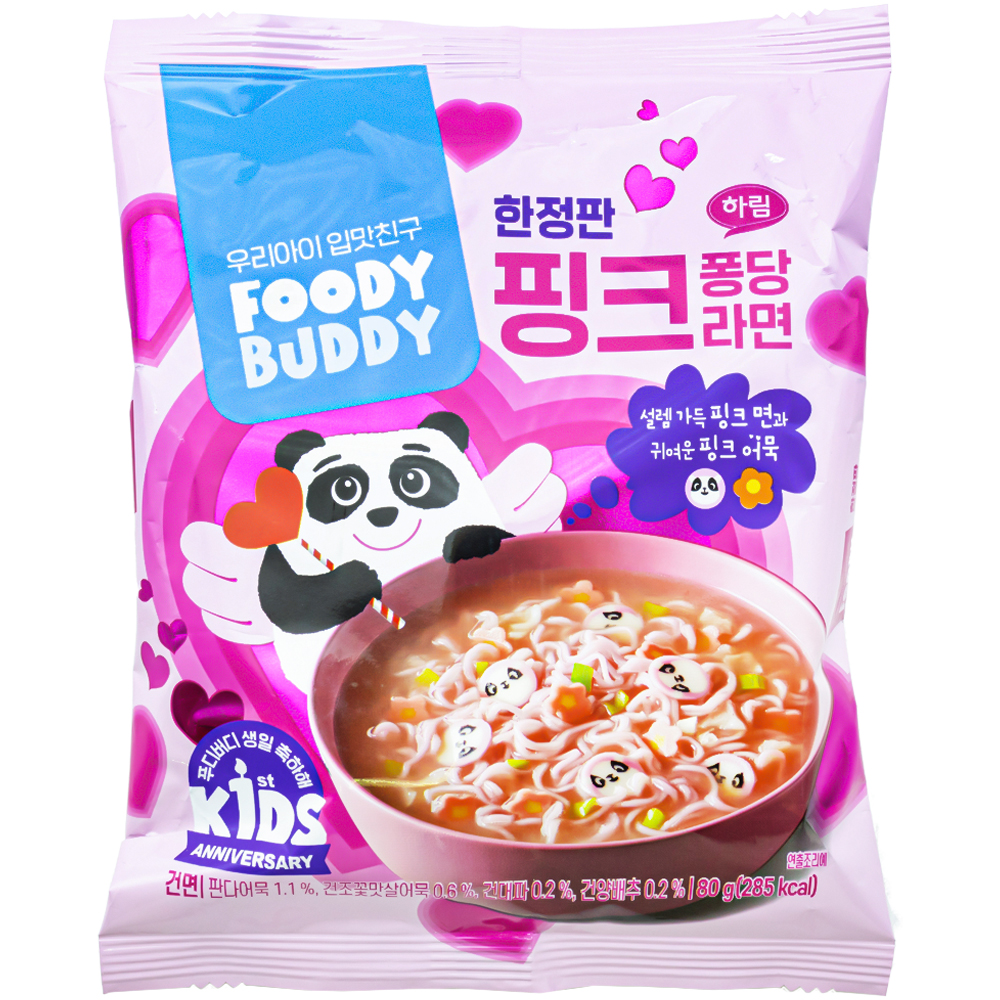 하림 푸디버디 핑크퐁당라면 80g