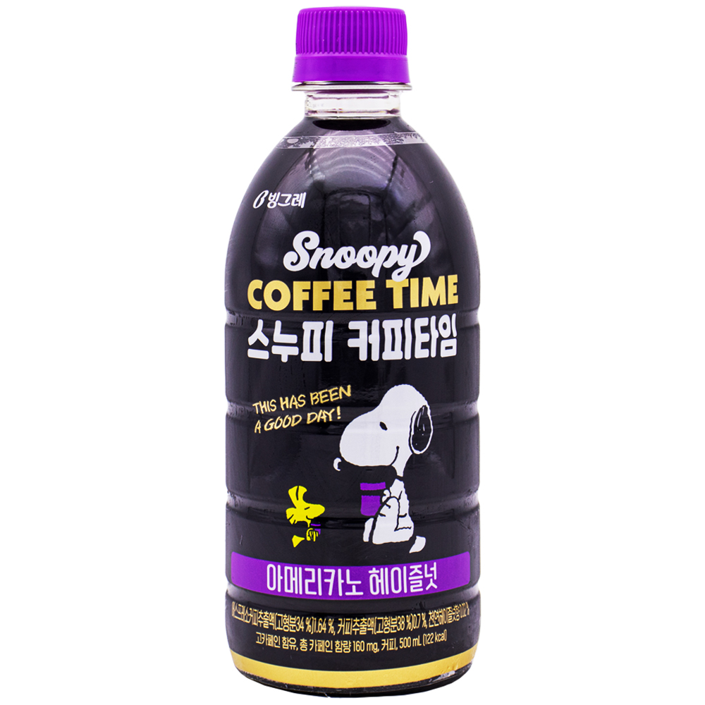 빙그레 스누피 커피타임 아메리카노 헤이즐넛 500mL
