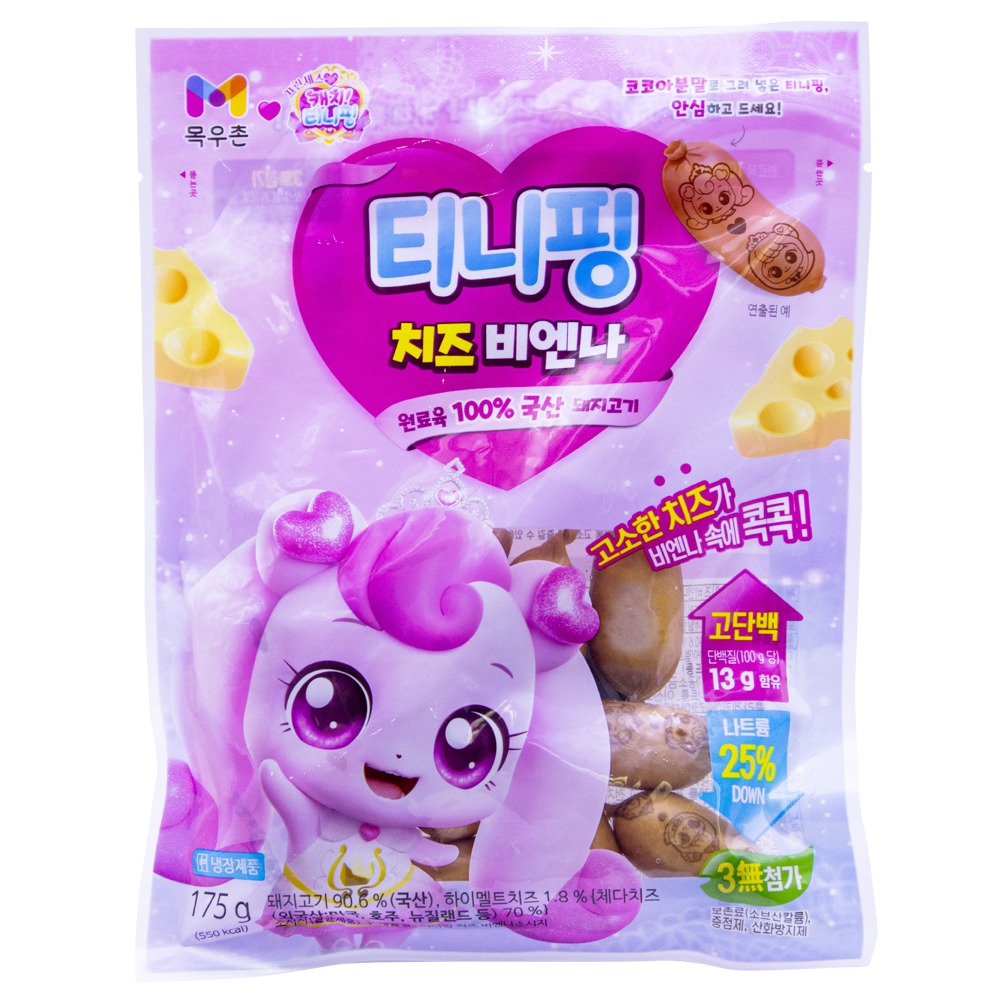 농협 목우촌 프린세스캐치티니핑 치즈 비엔나소시지 175g