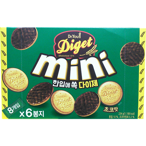 오리온 닥터유 한입에쏙 다이제 미니 초코맛 234g