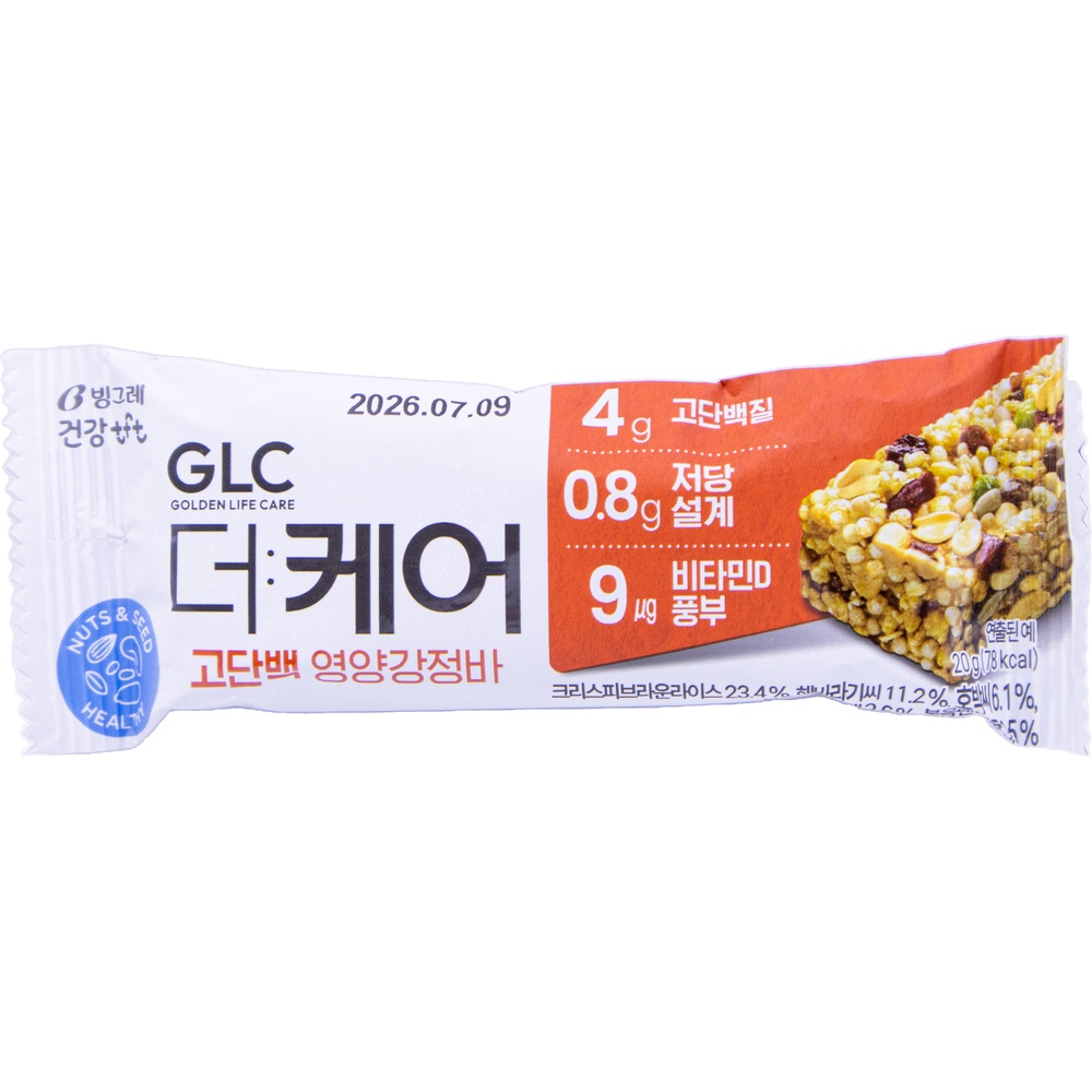 빙그레 건강tff GLC 더케어 고단백 영양강정바 20g
