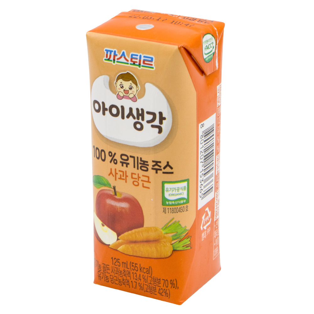 롯데 파스퇴르 유기농주스 사과당근 125mL