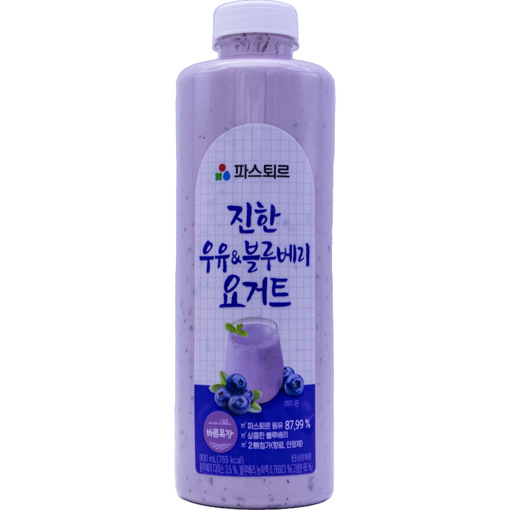 롯데 파스퇴르 바른목장 진한 우유 블루베리 요거트 900mL