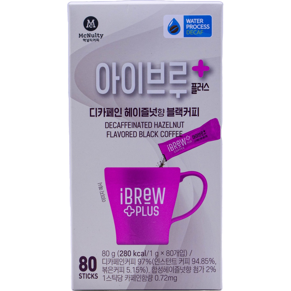 맥널티 아이브루 플러스 디카페인 헤이즐넛향 블랙커피 1g
