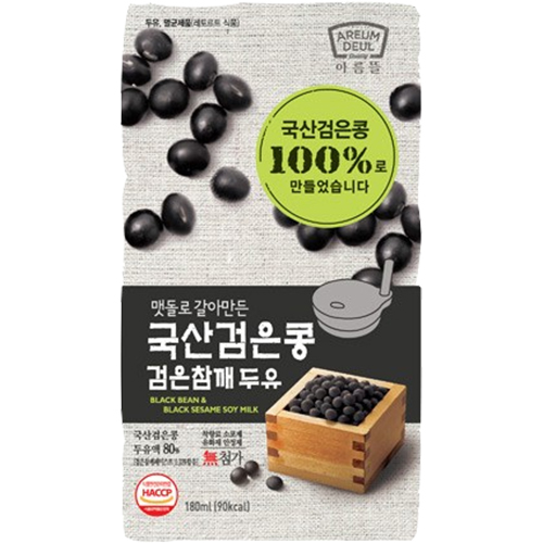 아름뜰 맷돌로 갈아만든 국산검은콩 검은참깨 두유 180ml