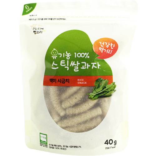 큰집 곳간에 뻥소리 유기농 백미 시금치 스틱쌀과자 40g