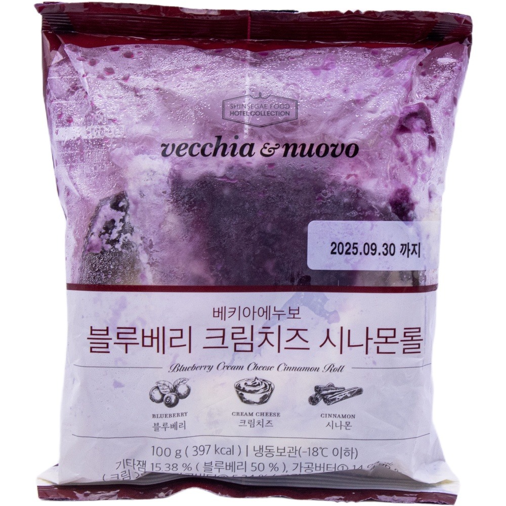신세계푸드 호텔컬렉션 베키아에누보 블루베리 크림치즈 시나몬롤 100g