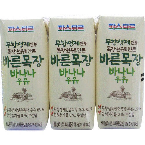 롯데푸드 파스퇴르 바른목장 바나나우유 375ml