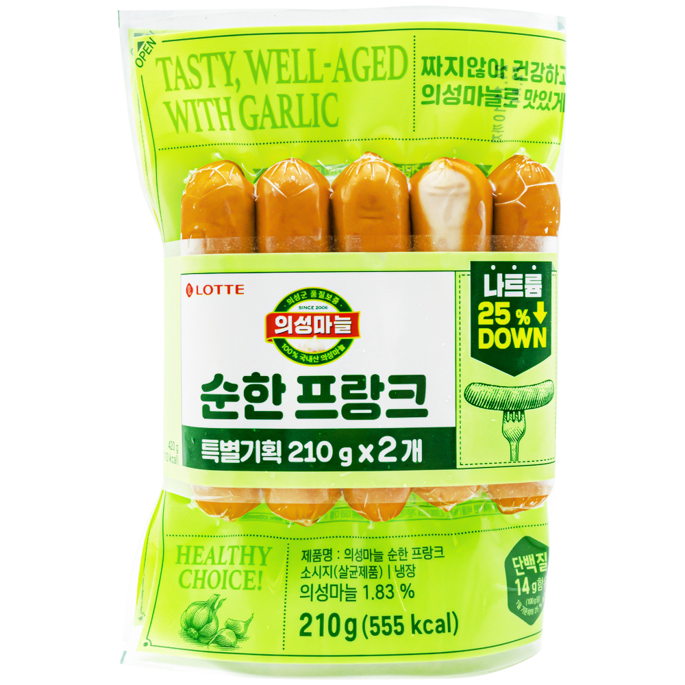 롯데 의성마늘 순한 프랑크 210g