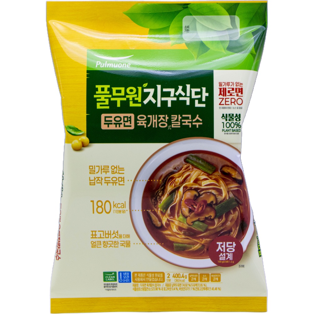 풀무원 지구식단 두유면 육개장식 칼국수 400.4g