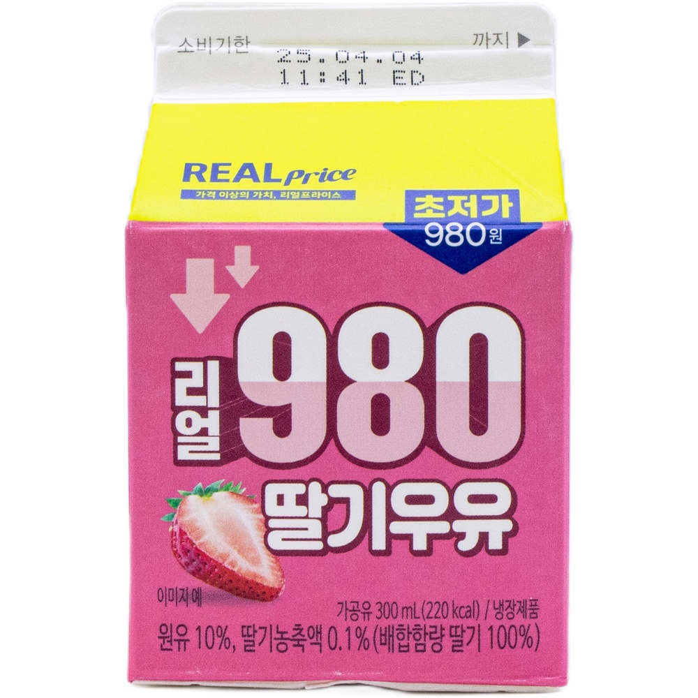 GS 리얼 980 딸기우유 300ml