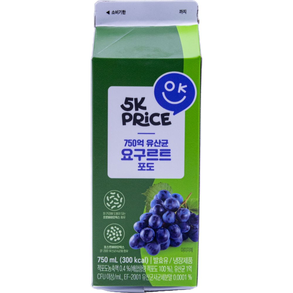 이마트 오케이프라이스 750억 유산균 요구르트 포도 750mL