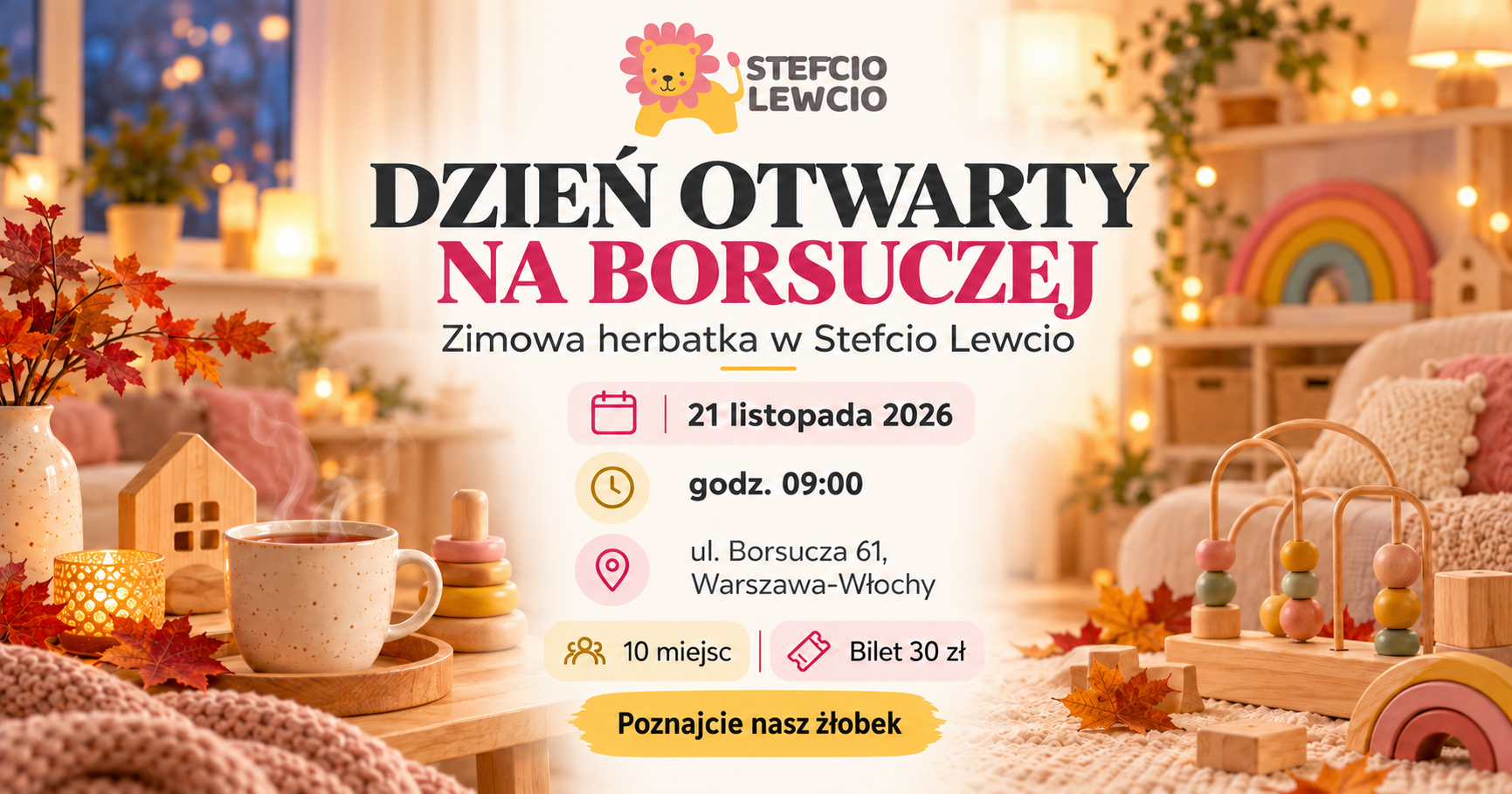 Plakat wydarzenia: Zimowa herbatka na Borsuczej - dzień otwarty