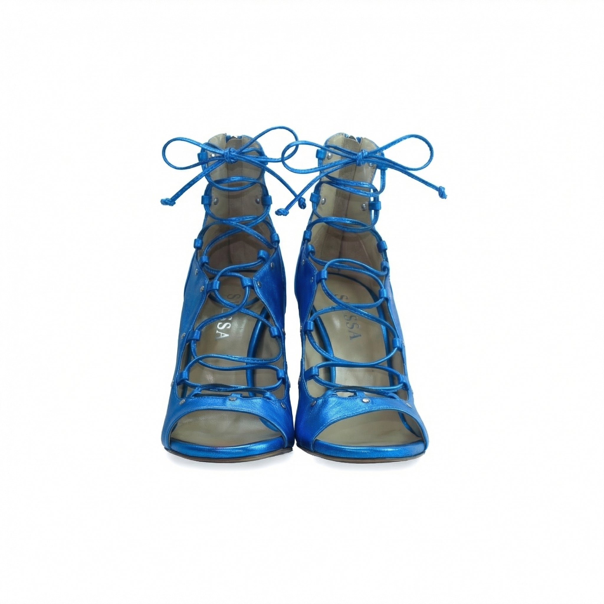 Avalyn Lace up Sandal in Ocean Blue