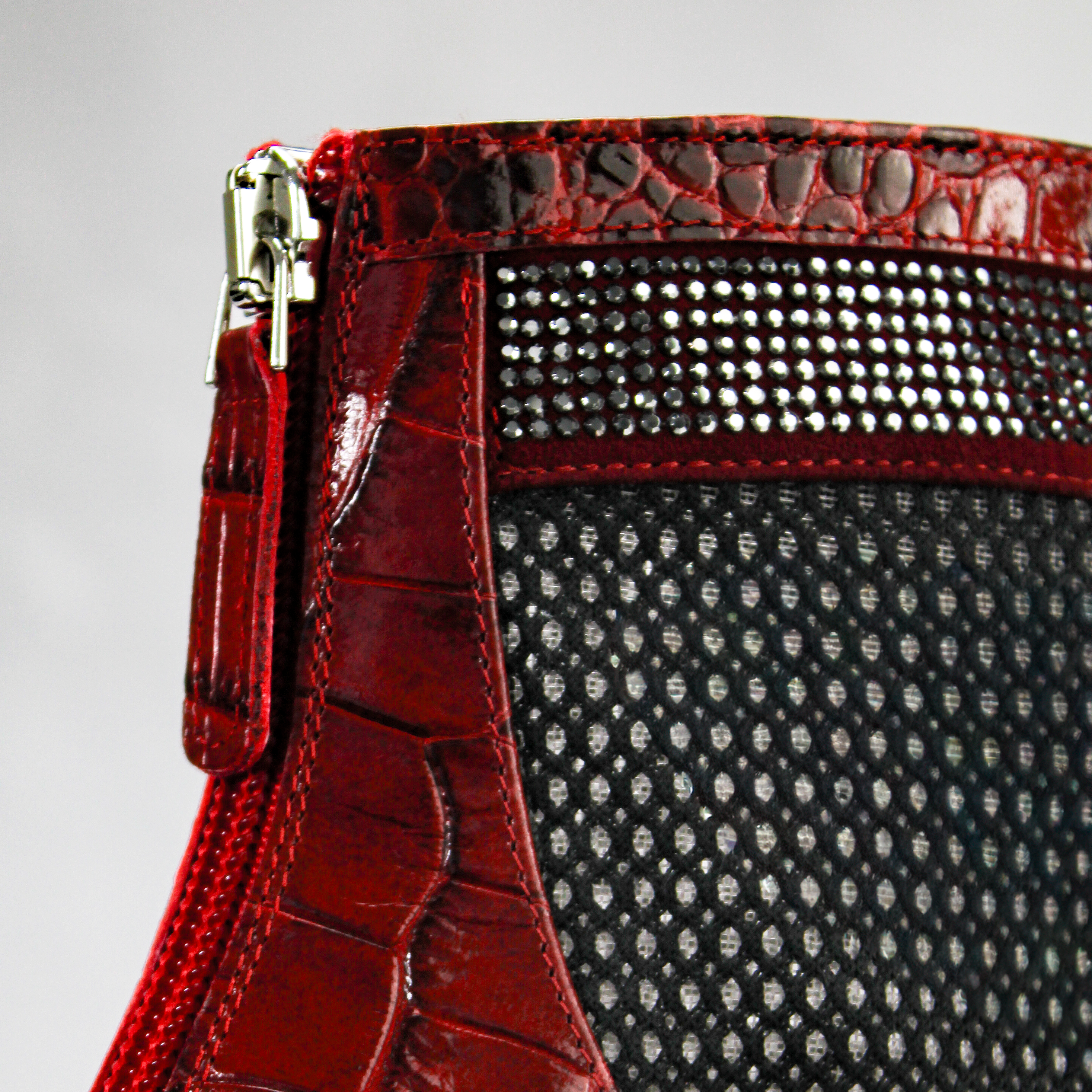 Valentina Croc Mesh Boot in Barbados Cherry