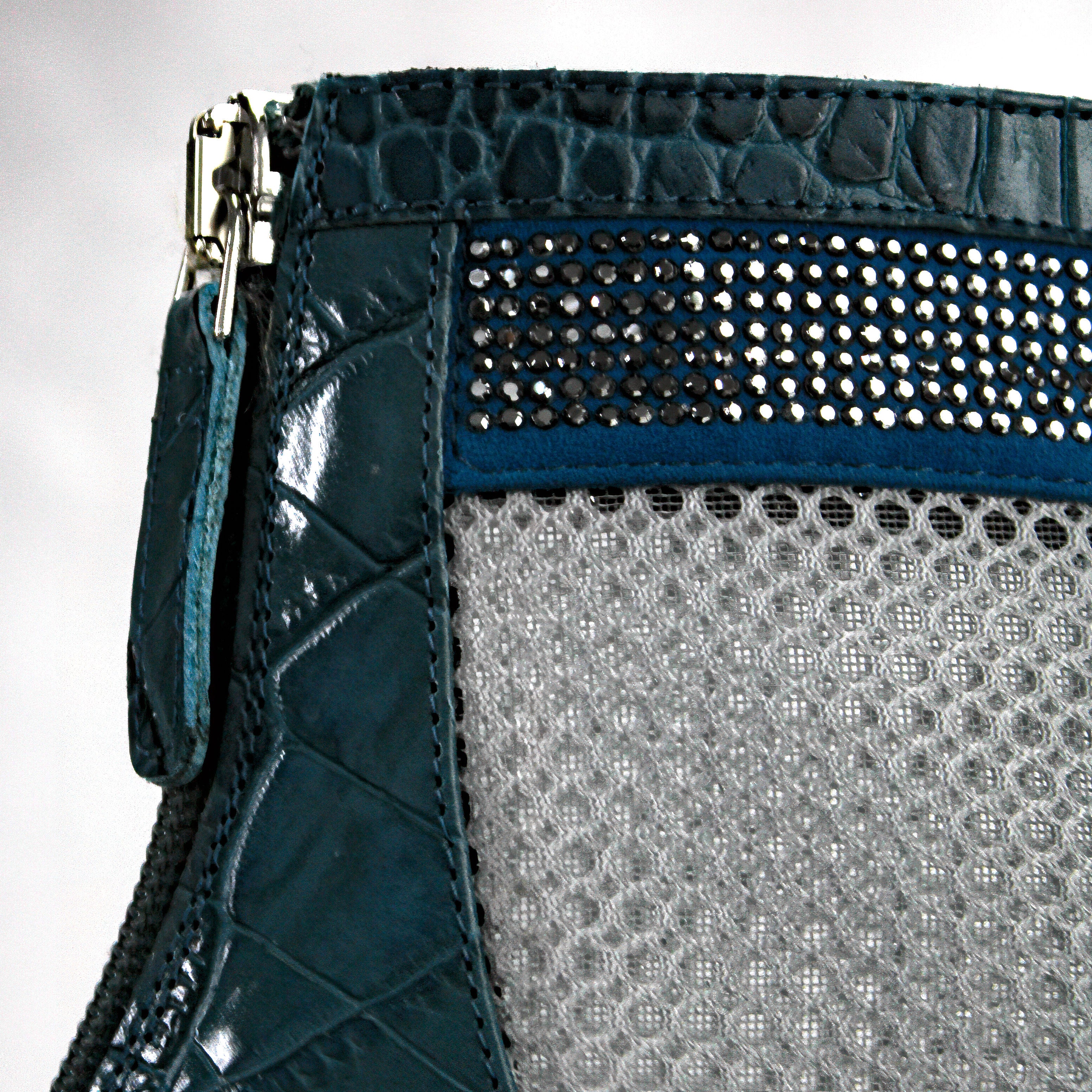 Valentina Croc Mesh Boot in Shadow Blue