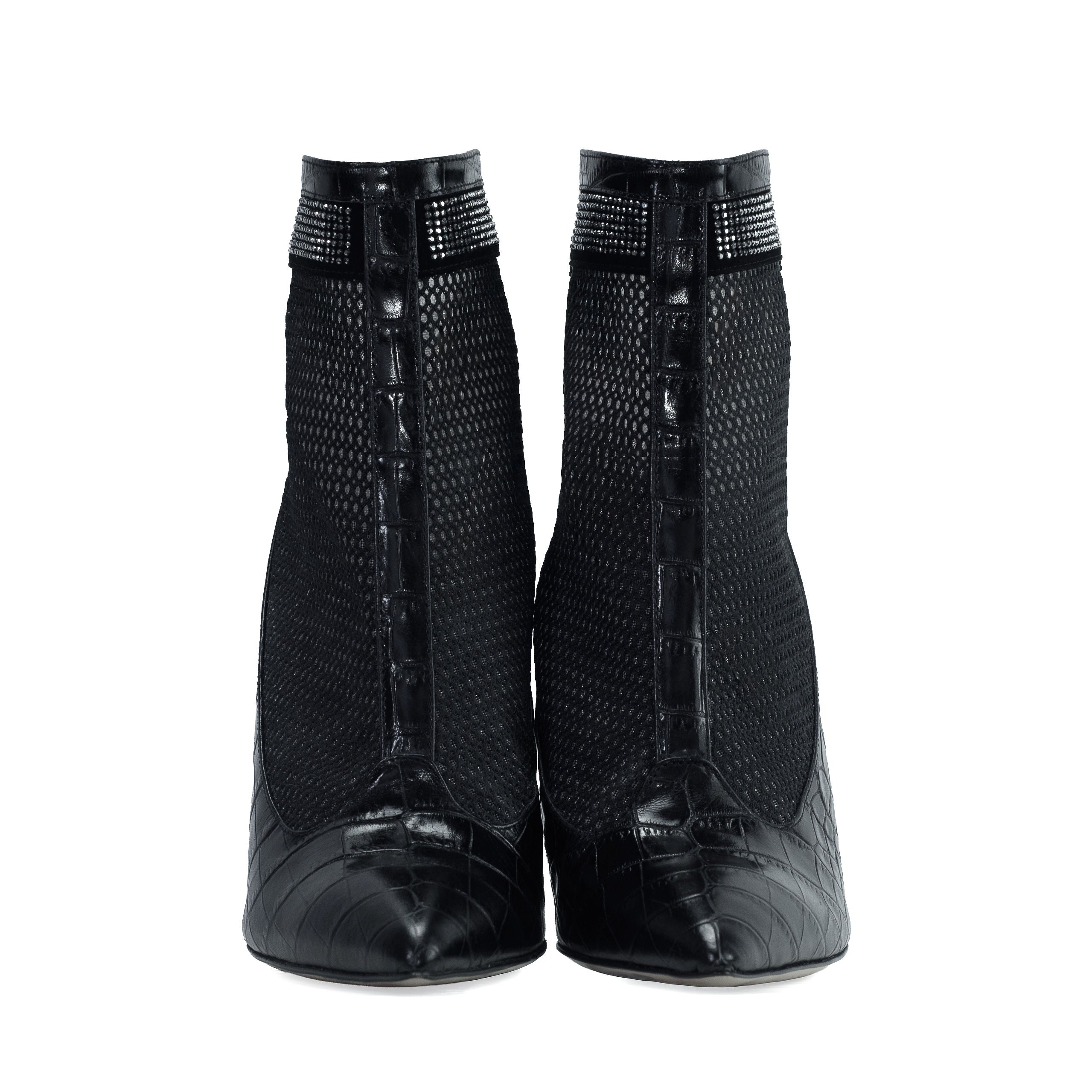 Valentina Croc Mesh Boot in Black