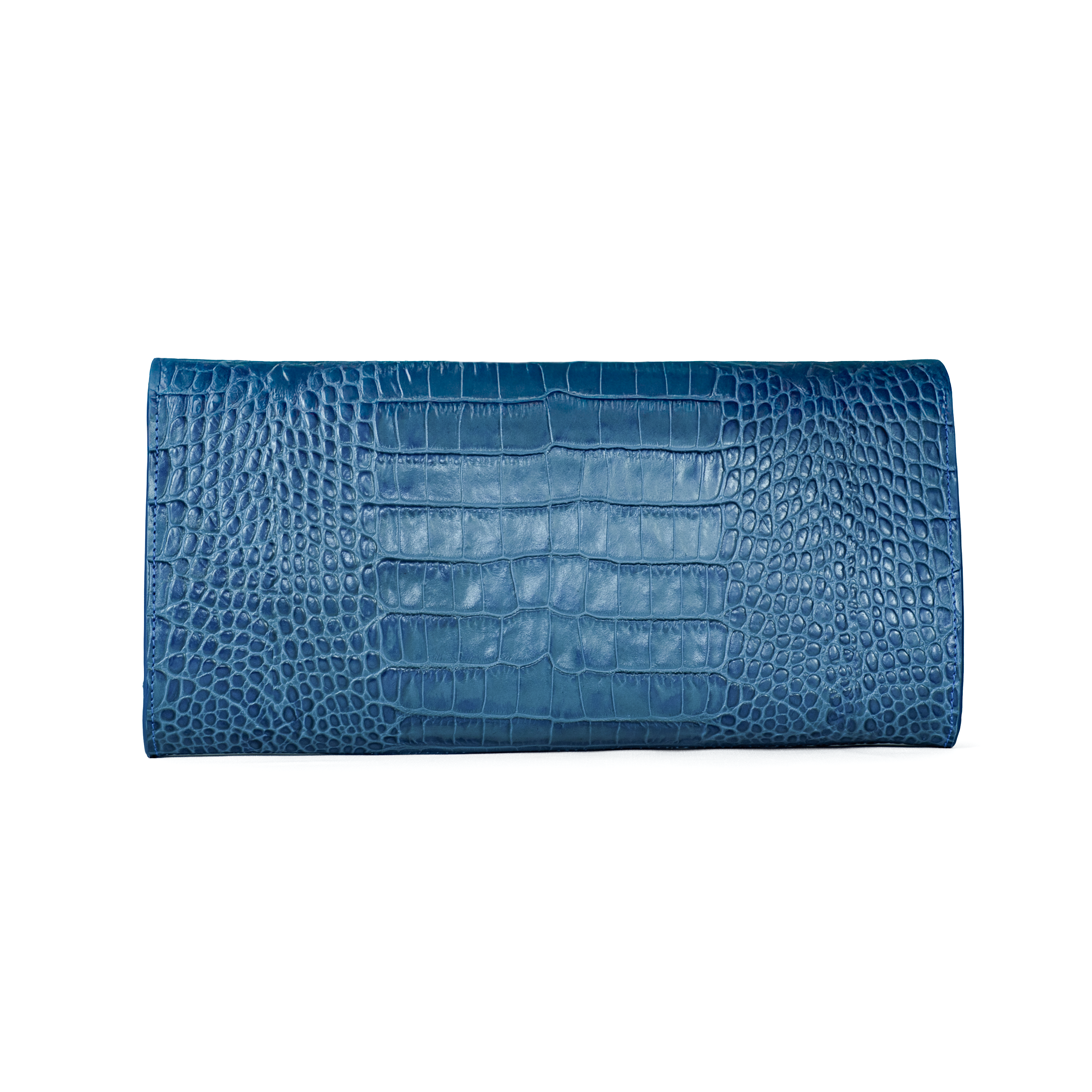 Valentina Croc Clutch in Shadow Blue