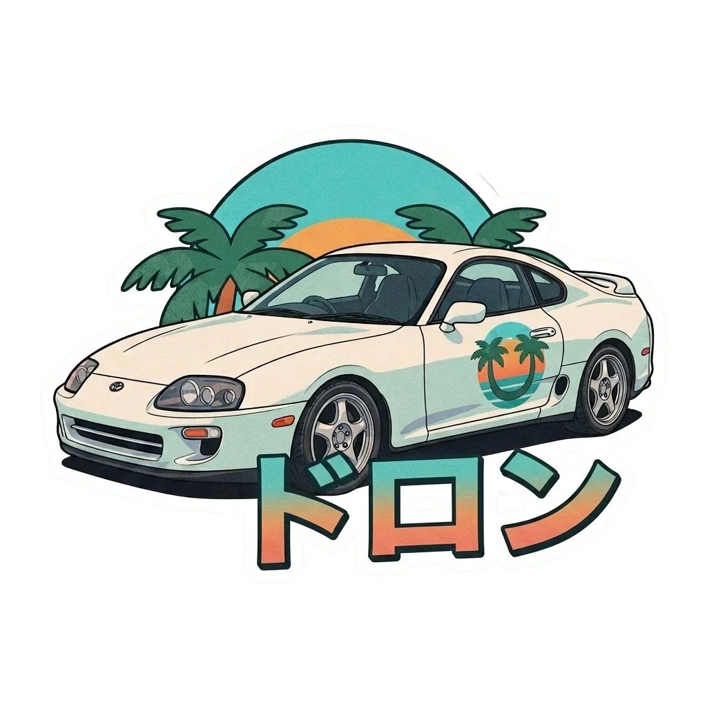 Retro Tropical Supra JDM Vinyl Sticker | Aesthetic Japanese Car Decal | Waterproof Laptop Gift