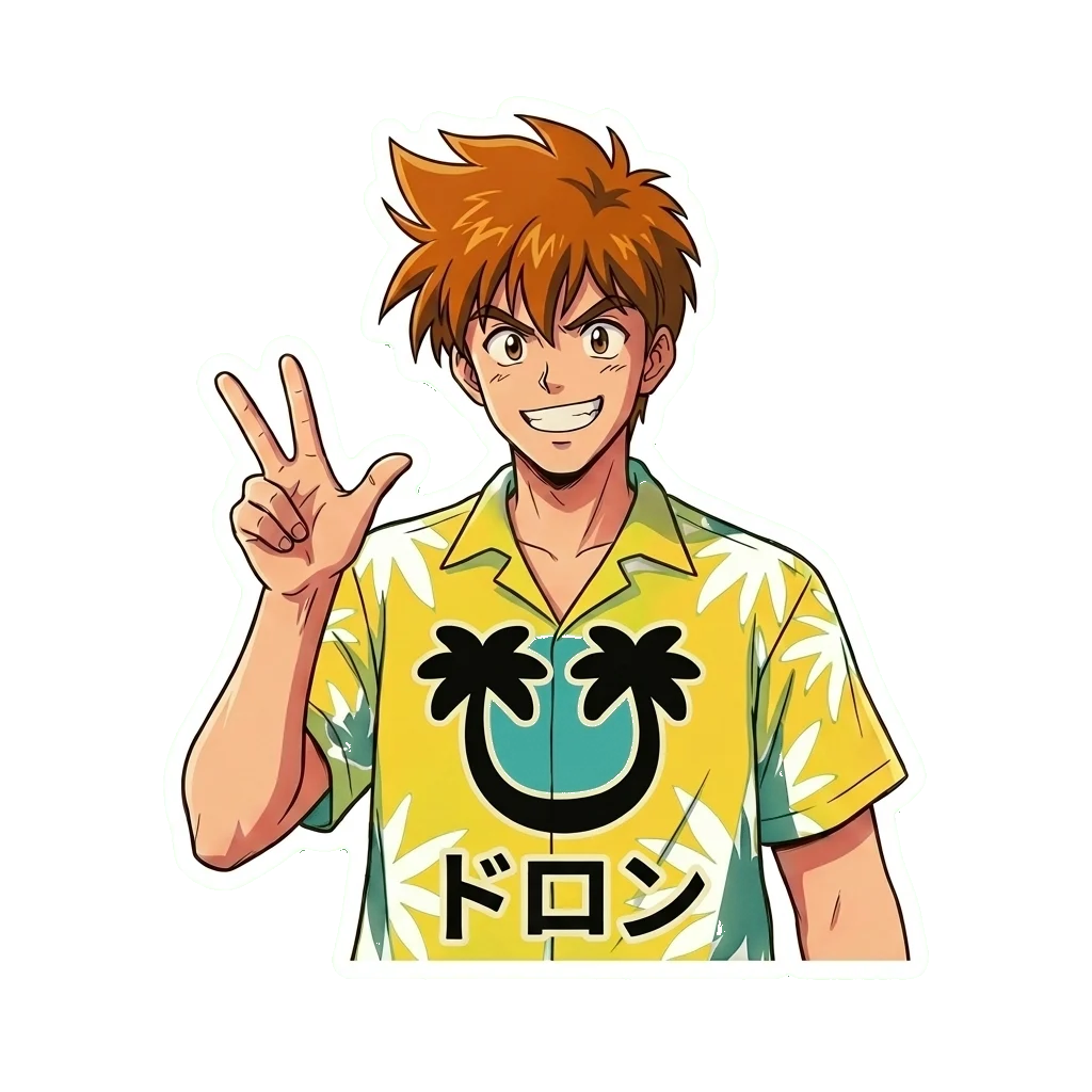 Anime Boy Sticker | Japanese Tropical Vinyl Decal