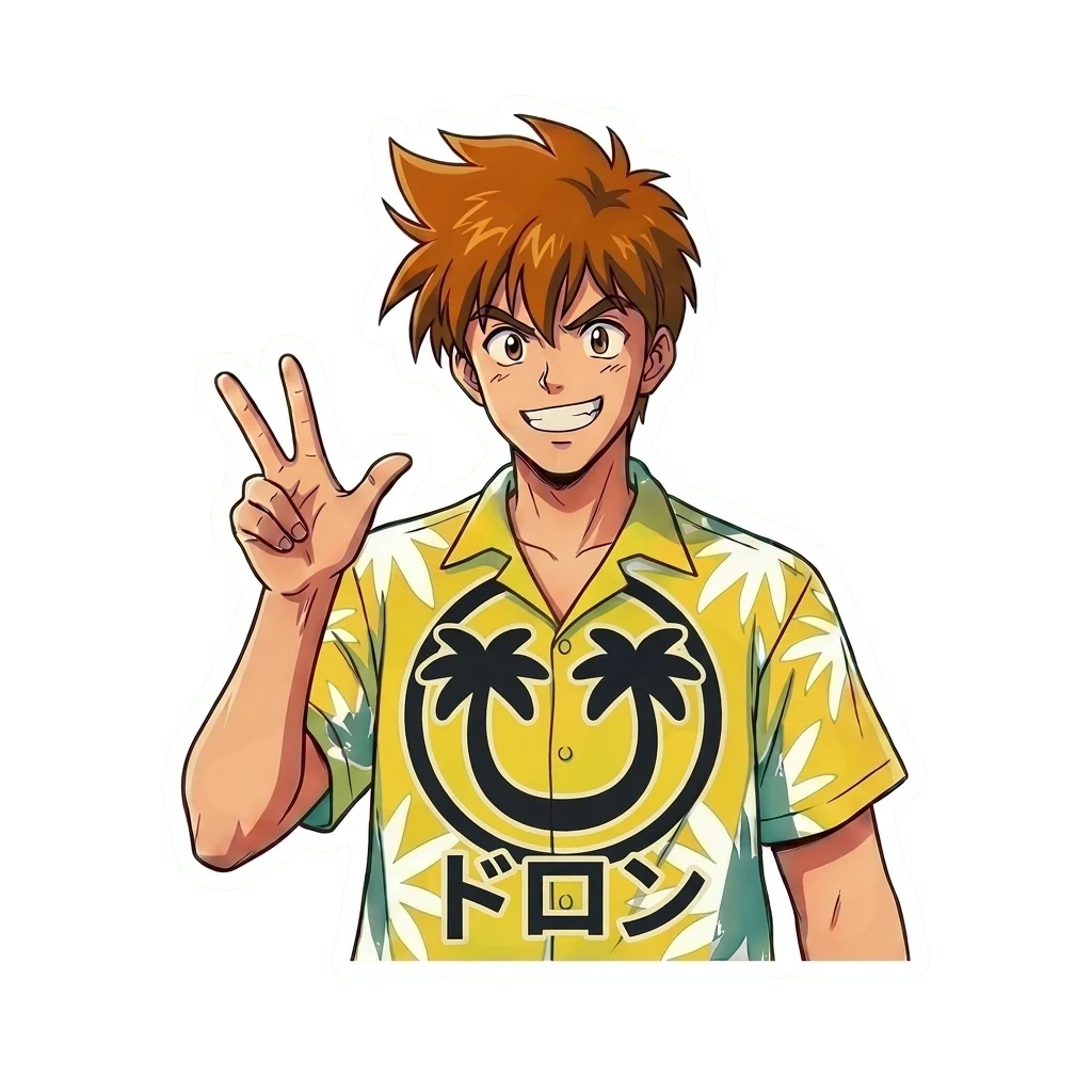 Anime Boy Sticker | Japanese Tropical Vinyl Decal