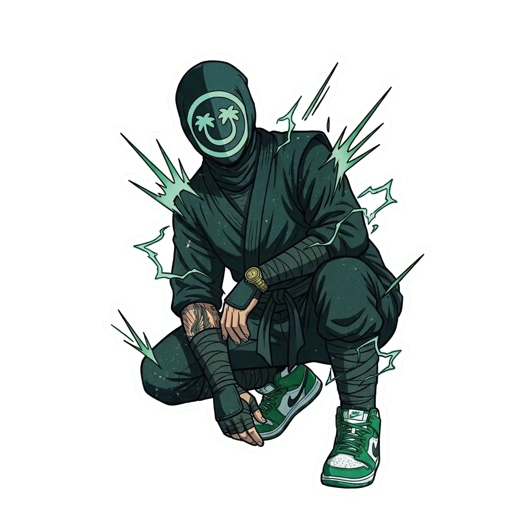 Trendy Ninja Sneaker Sticker | Streetwear Vinyl Decal | Laptop Art