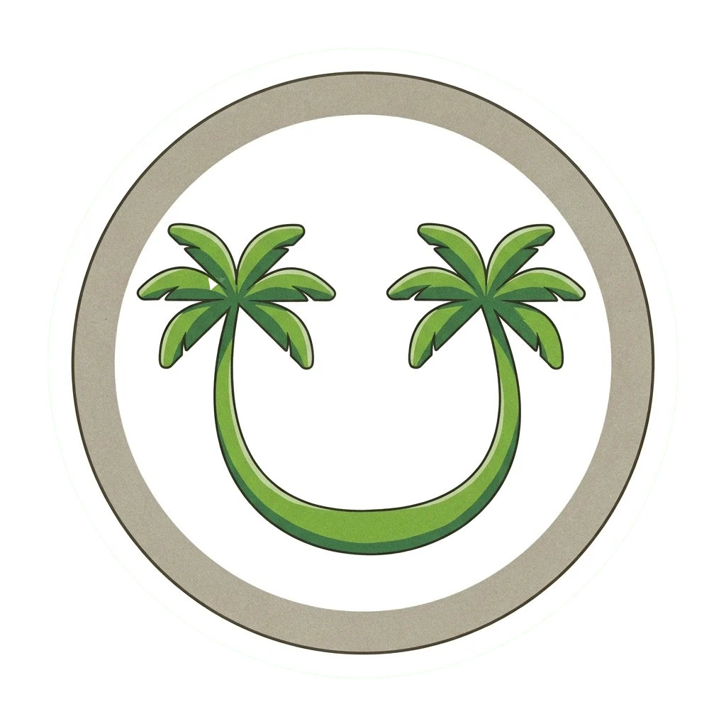 Palm Tree Smiley Face Sticker, Tropical Vinyl Decal, Beachy Aesthetic