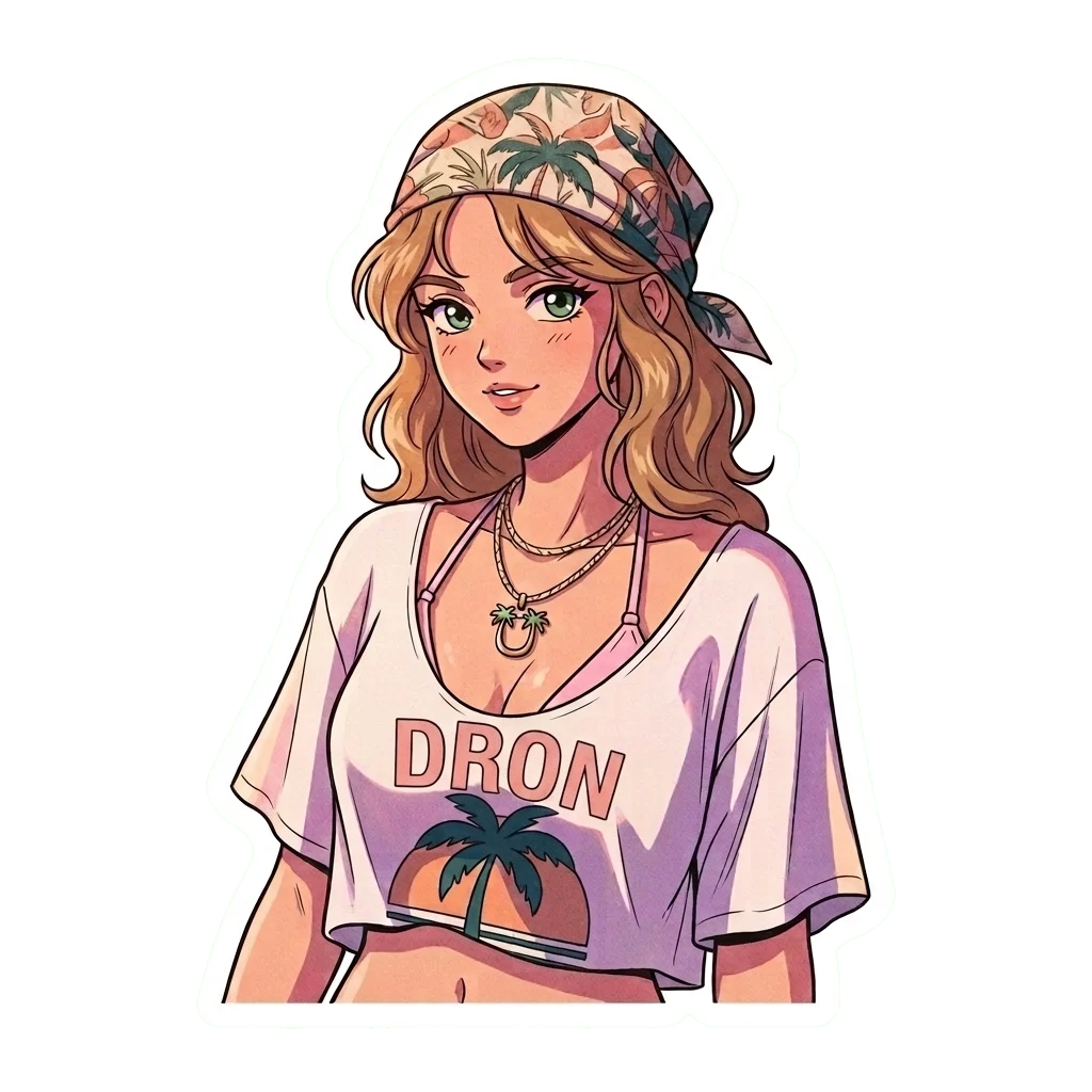 Anime Beach Girl Vinyl Sticker