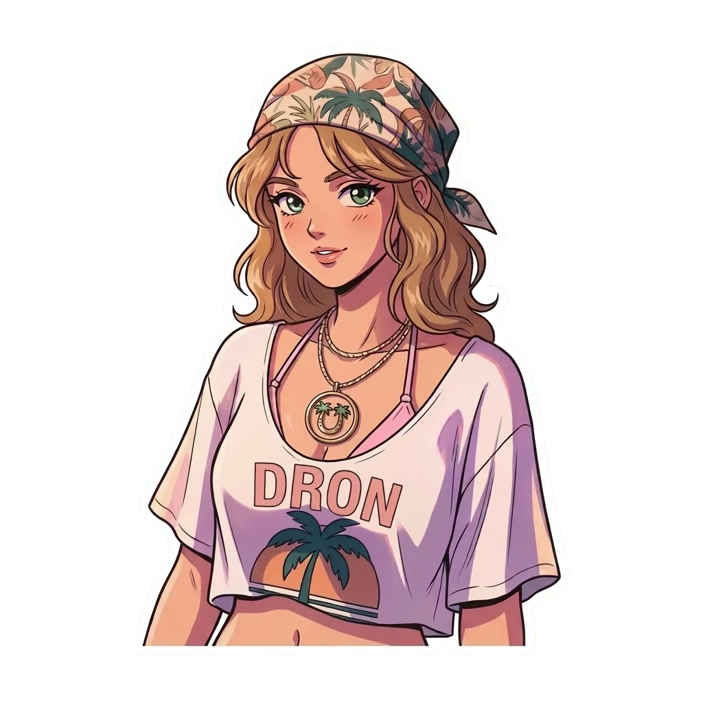 Anime Beach Girl Vinyl Sticker
