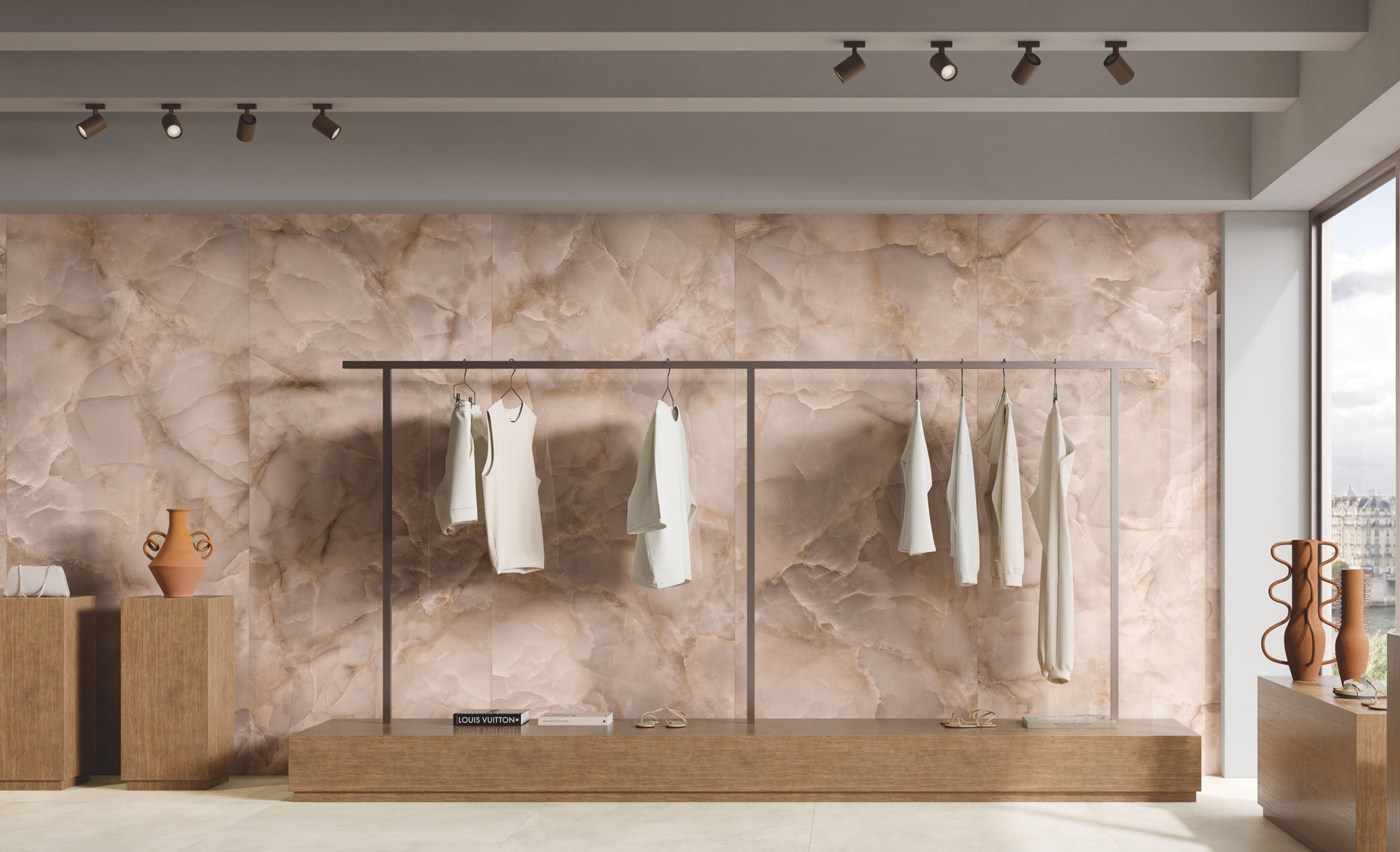 ONYX PEACH POLISHED CRYSTAL RET 120X278
