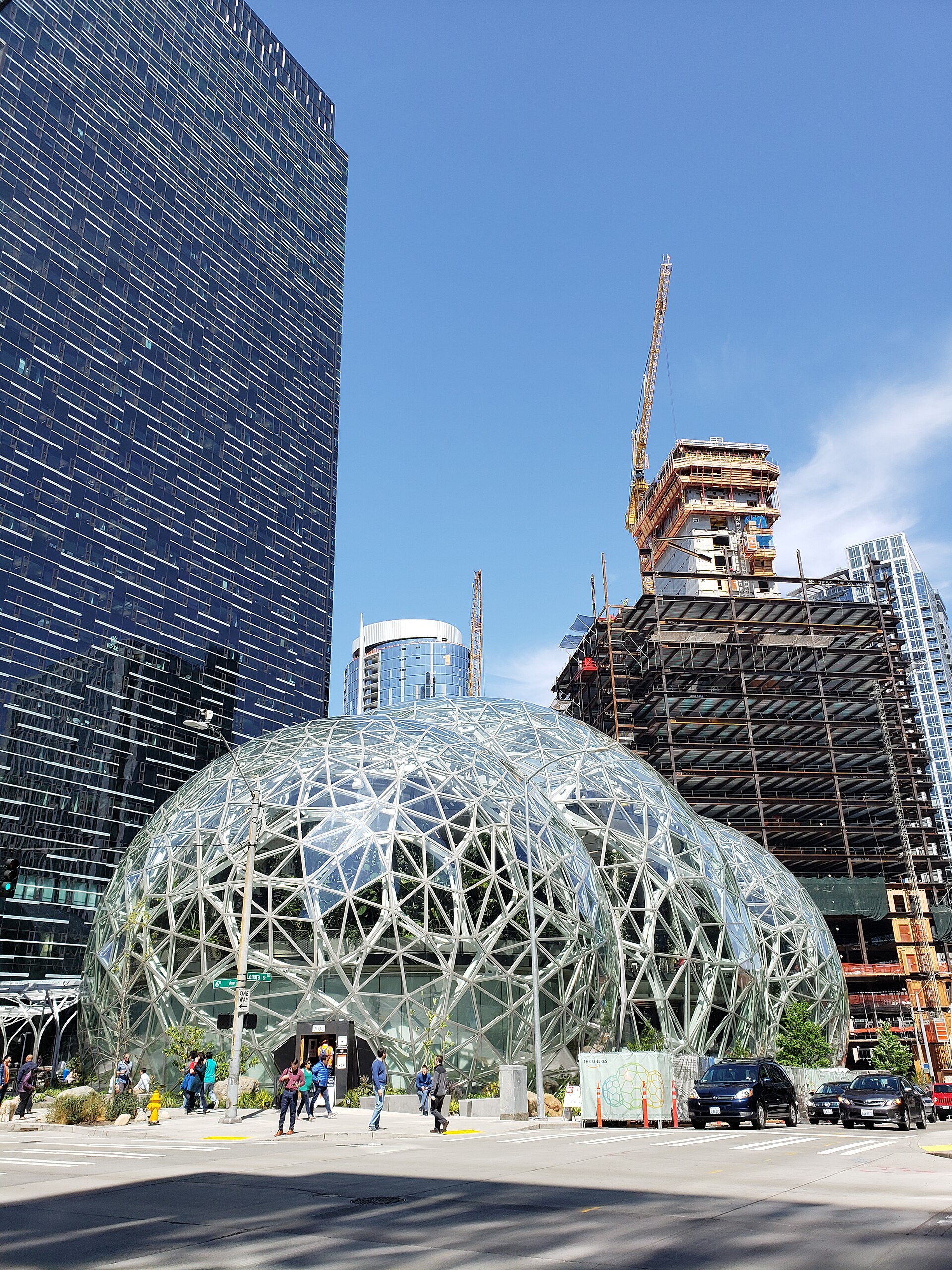 The glass domes of Amazon Spheres in downtown Seattle