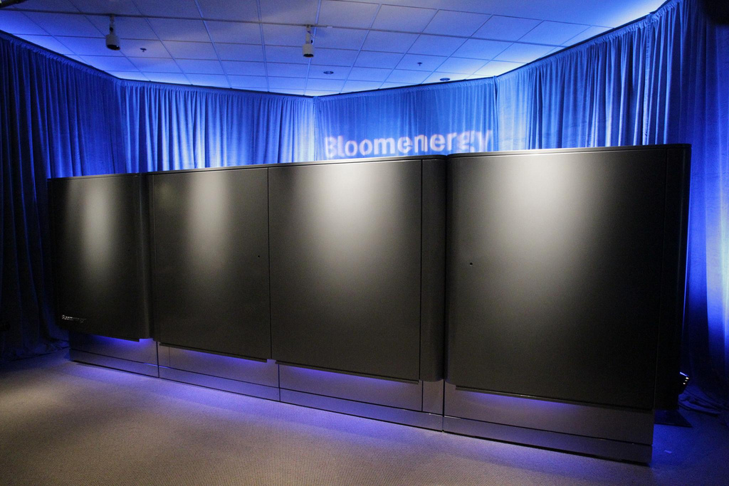 A row of Bloom Energy fuel-cell power systems.
