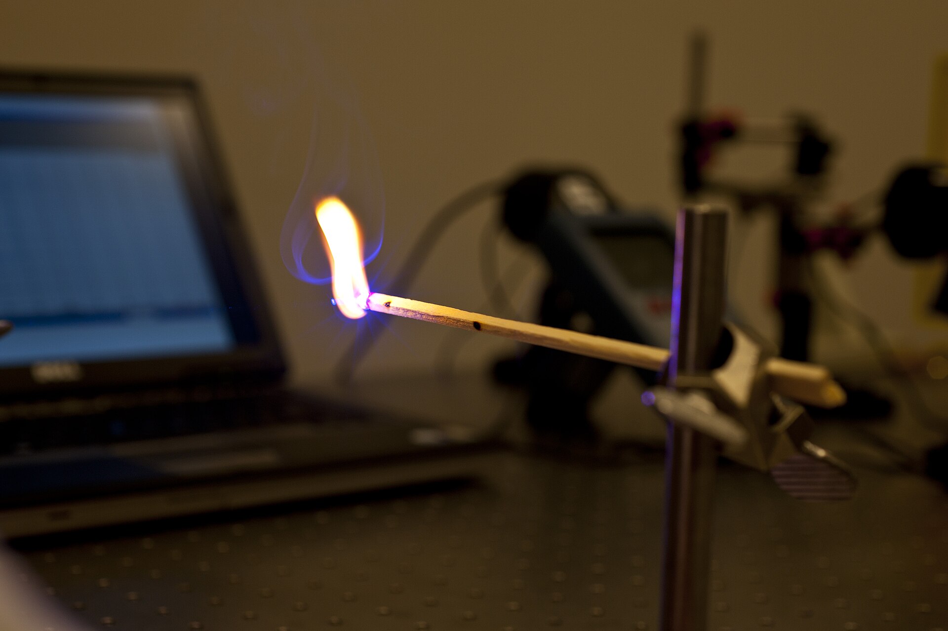 Optical research equipment in a nanophotonics laboratory