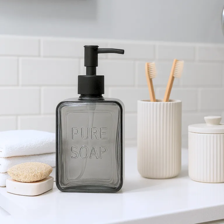 Dispenser de Vidrio Cuadrado 580ml – Negro